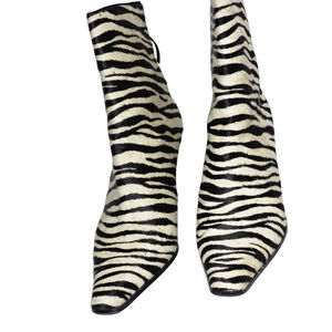 VALERIE STEVENS Black White Zebra Print Ankle boots Women's Size 10